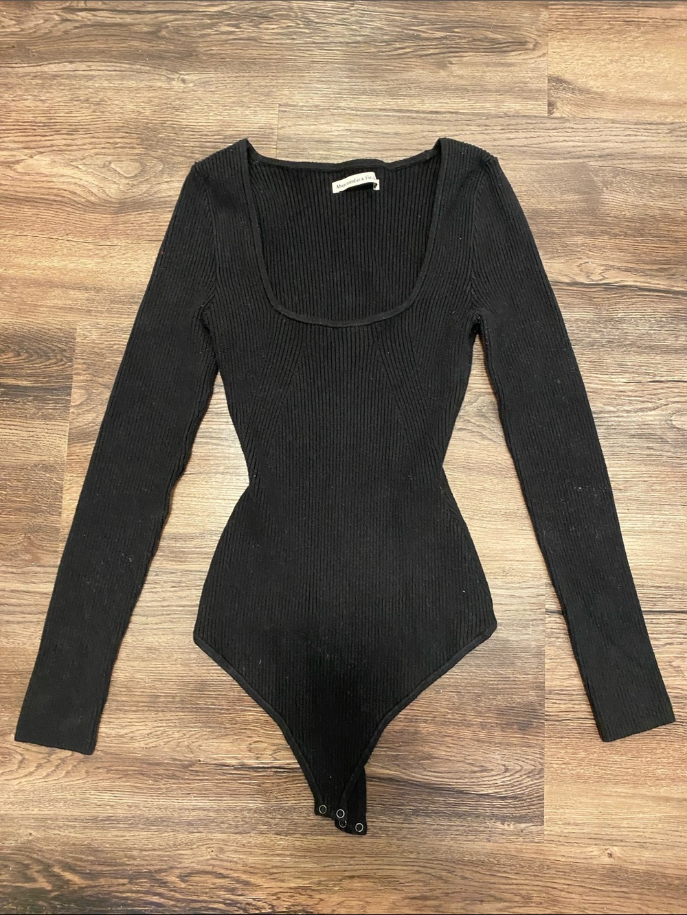 Abercrombie & Fitch Black Ribbed Scoop-Neck Bodysuit